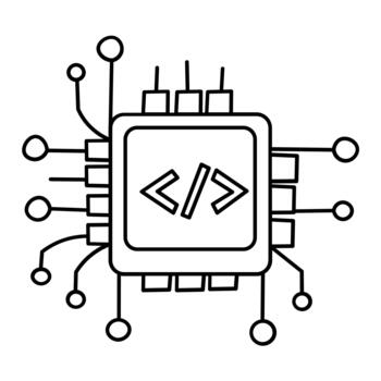 código chip tecnología línea icono vector