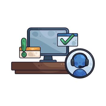 Customer Support Computer Interface Illustration vector