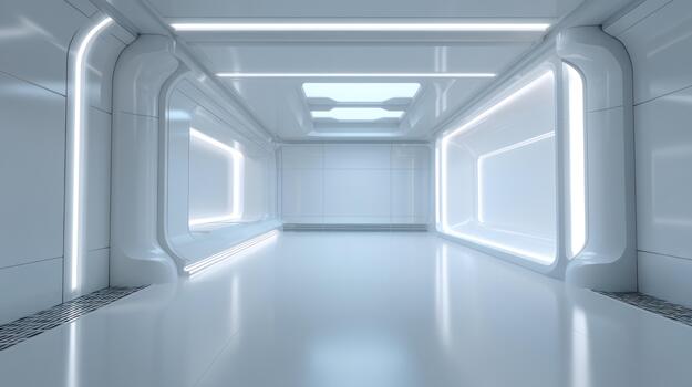futurista vacío blanco corredor interior foto