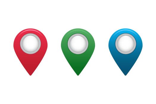 Set, map pointer icons, map label, design elements, flat design vector