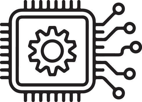 Tech gear icon flat design computer processor vector