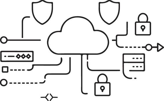 Cloud Computing and Cyber Security Network Design vector
