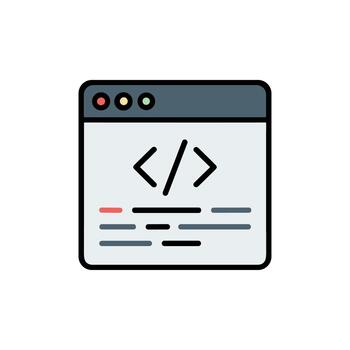 Flat Line Art Website Code Development Interface Programming Icon Illustration vector
