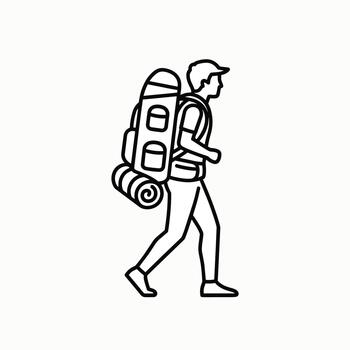 Backpacker walking icon vector