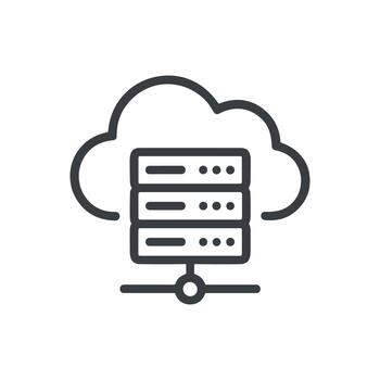 Outline Simple Server in Cloud Computing System Network Icon vector