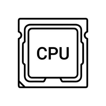 contorno sencillo UPC microprocesador cuadrado forma componente tecnología icono vector