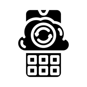 Smartphone syncing data to cloud computing storage vector