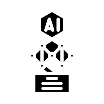 Artificial intelligence icon with network and data processing vector