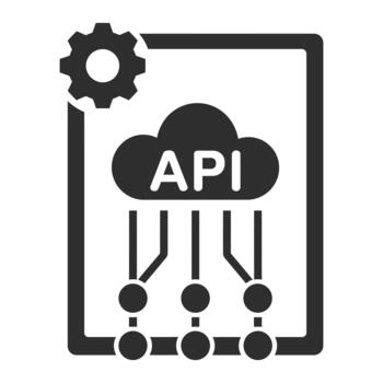 API application programming interface cloud computing icon with gear and connections icon vector