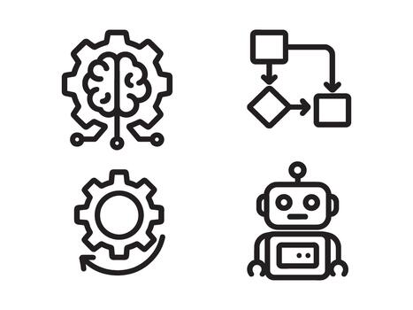 artificial inteligencia Procesando y robótica flujo de trabajo vector