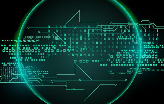 Digital Binary Code 0 1 on Circuit Background Technology Concept vector