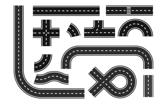 Road constructor elements set graphic for map design vector