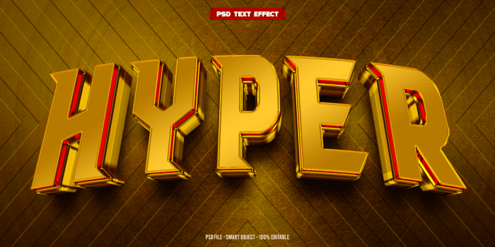 Bold golden hyper text effect design psd