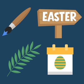 Flat Style Easter Elements vector