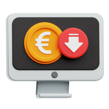 Decrease Euro Monitor 3D Icon Isolated On Transparent Background png