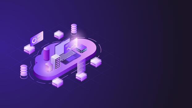 nube informática tecnología para digital datos analítica y futurista isométrica servidor red vector