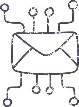 Doodle button mail icon elements. Ai interface illustration vector