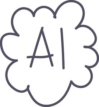 Grey doodle cloud Ai button icon elements. Interface illustration vector