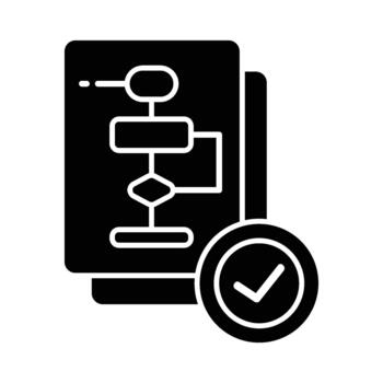 Editable Algorithm Check and Process Verification Diagram. Data Validation, Software Quality Control icon vector