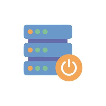 Simple Flat Style Server Stack with Power Button Shape Icon vector