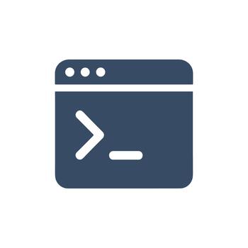 Simple Solid Terminal Command Line Interface Application Icon Element vector