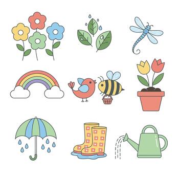 primavera elementos colección plano diseño sencillo vector