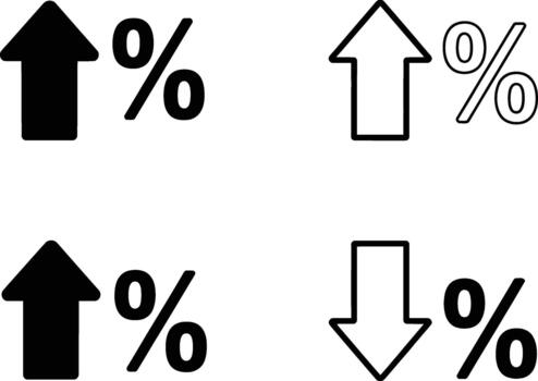 Up and Down Arrows with Percentage Symbol Increase and Decrease vector