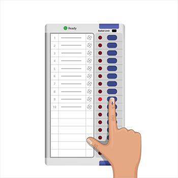 electrónico votación máquina con mano fundición votar, elección y democrático proceso ilustración vector