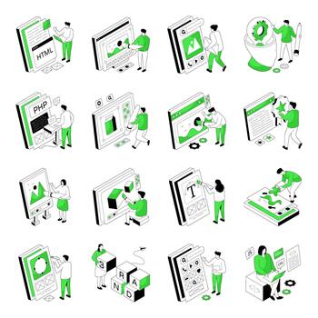 Web design coding illustrations for developers vector