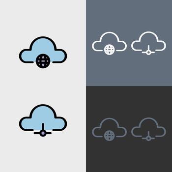 Cloud computing symbol - Cloud computing, cloud infrastructure, technology and network set vector