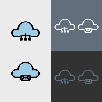Cloud computing symbol - Cloud computing, cloud infrastructure, technology and network vector