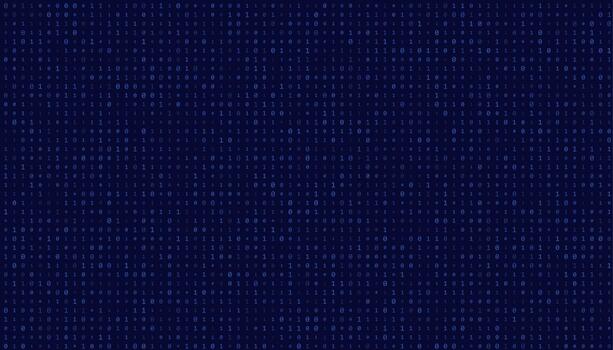 Digital binary background with blue code on dark surface vector