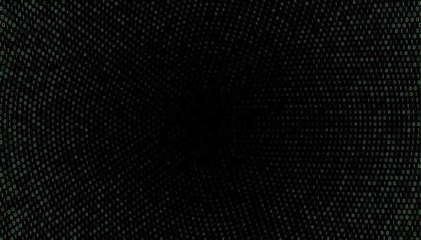 Circular green binary code pattern creating vortex illusion vector