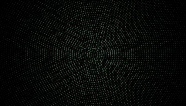 Circular green binary code pattern creating vortex vector