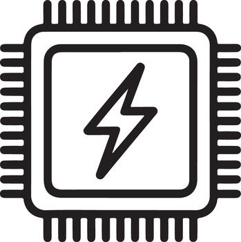 microprocesador con relámpago tornillo icono vector