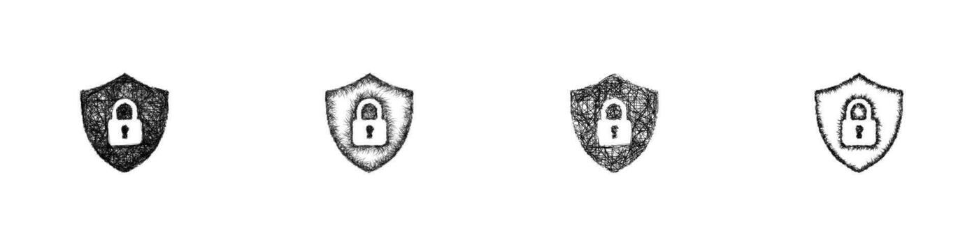 Sketch data encryption icon design set vector