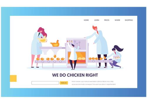 Workers processing chicken in a facility vector