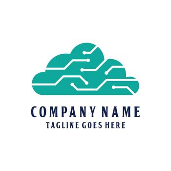 Cloud Computing Technology Circuit Logo vector
