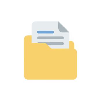 Simple Flat Style Document Inside Folder Data Icon Illustration vector