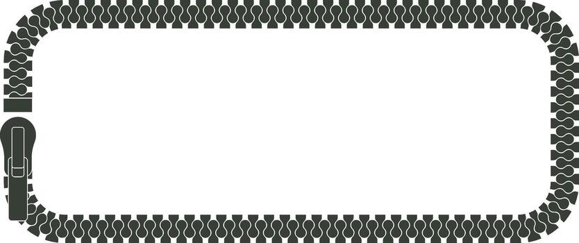 Zipper creating a rounded rectangle frame with pull vector