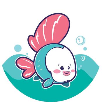 minúsculo linda pescado vector