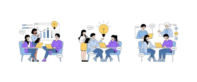 People collaborating in a creative meeting vector