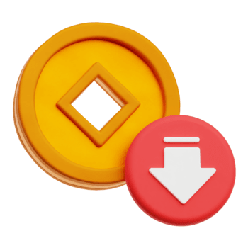 verminderen Chinese munt 3d icoon geïsoleerd Aan transparant achtergrond png