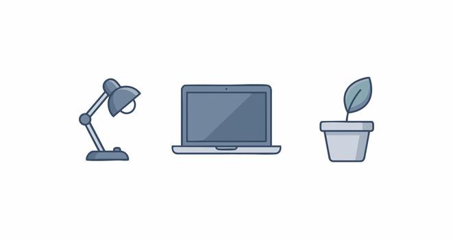 modern workspace objects icon set vector