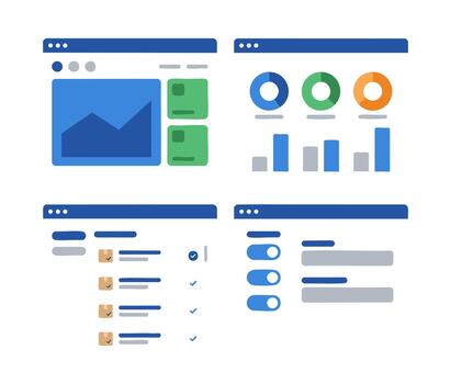 sitio web administración panel y datos tablero ui elementos vector
