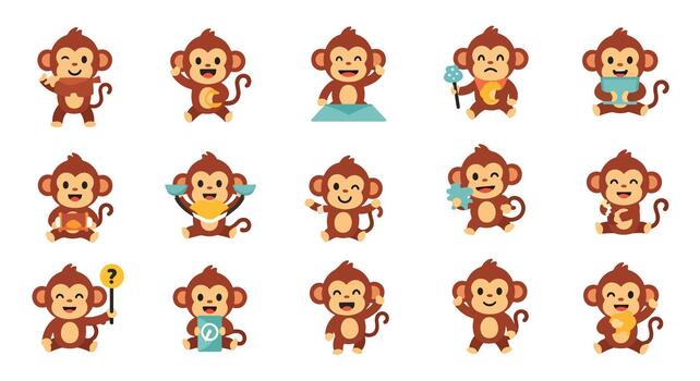 Monkey character set vector