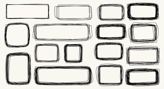 mano dibujado rectángulo marcos vector