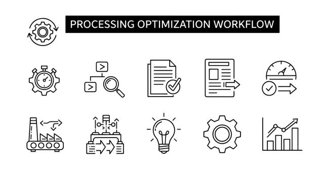 Processing optimization workflow icons vector
