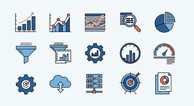 Data analysis icons vector