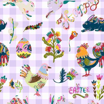 Colorful Easter illustration with animals vector